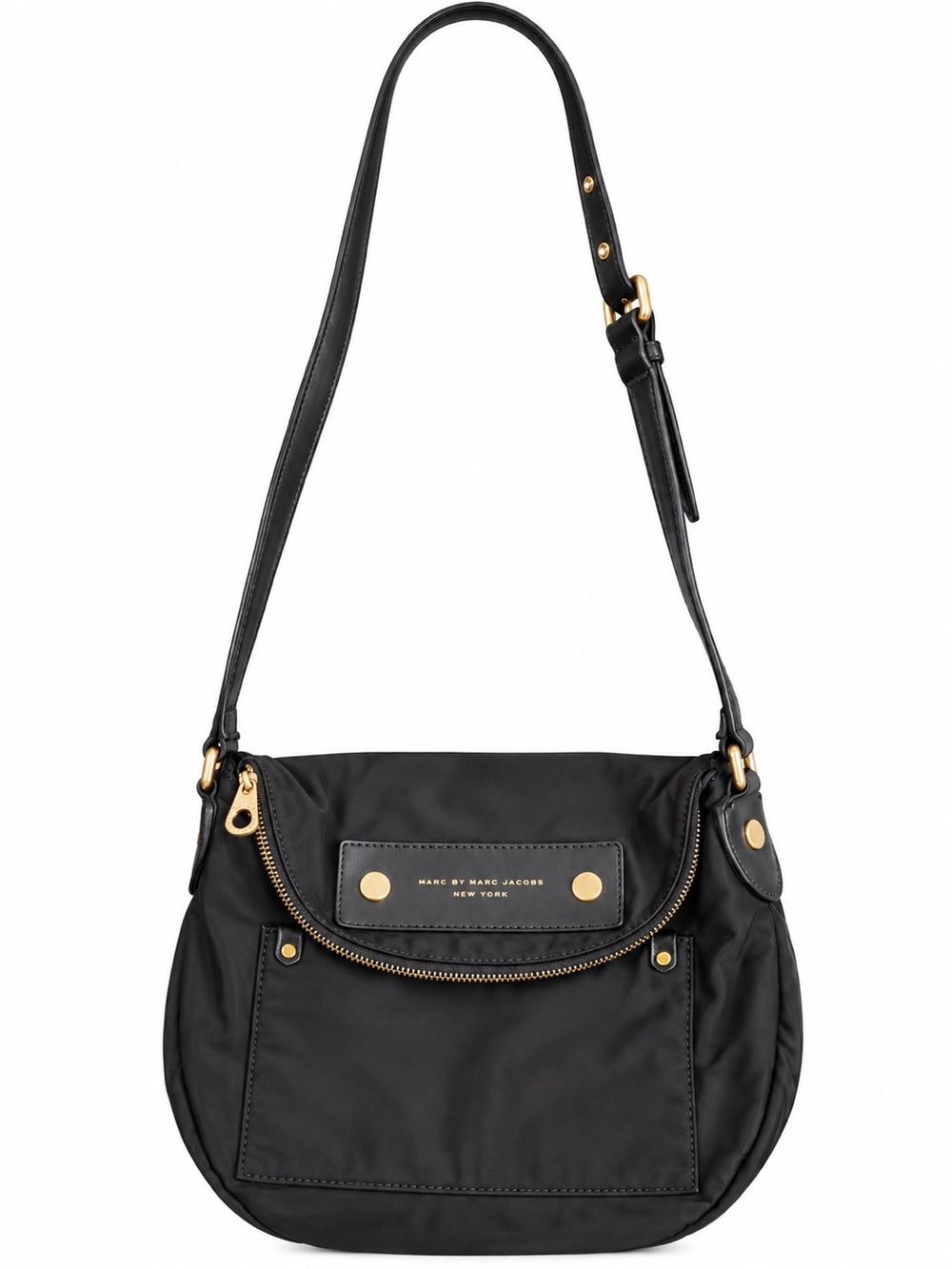 Marc by Marc Jacobs Black Nylon Shoulder Bag with Gold Hardware